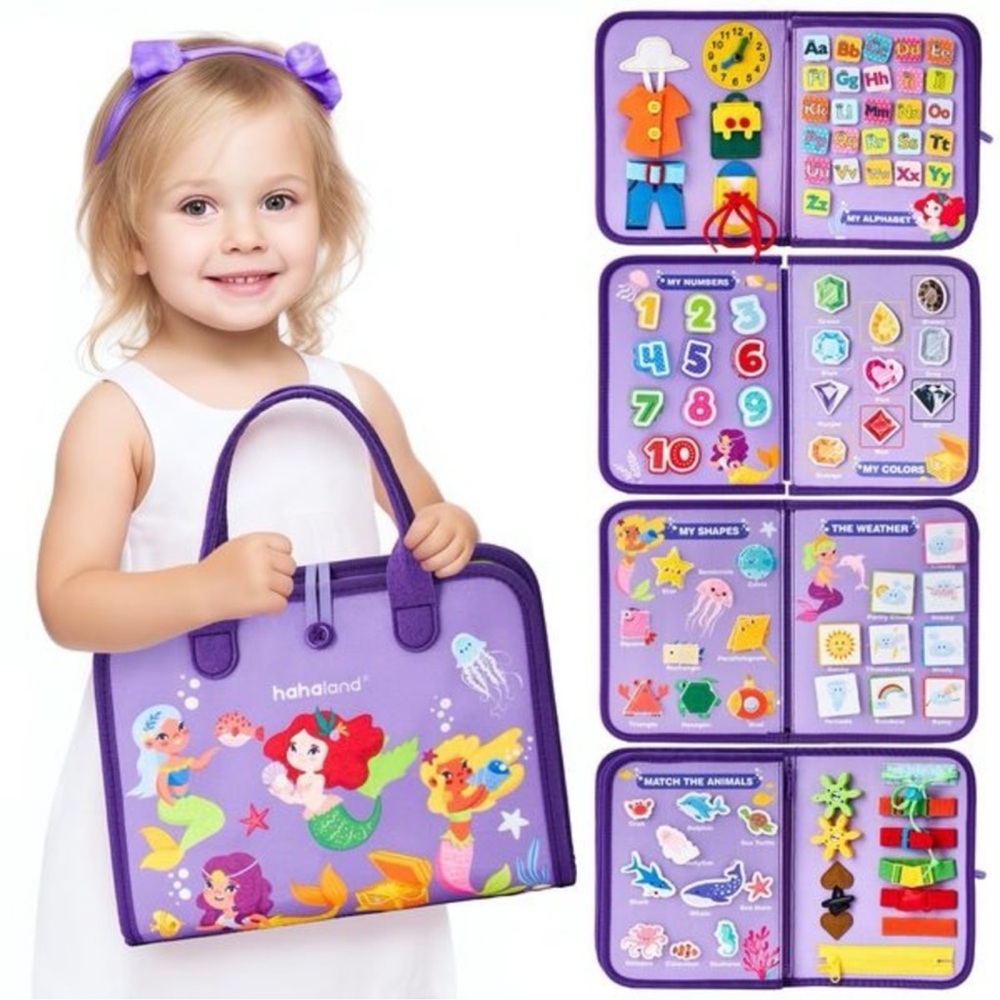 Toddler Busy Board - Soft book Purple